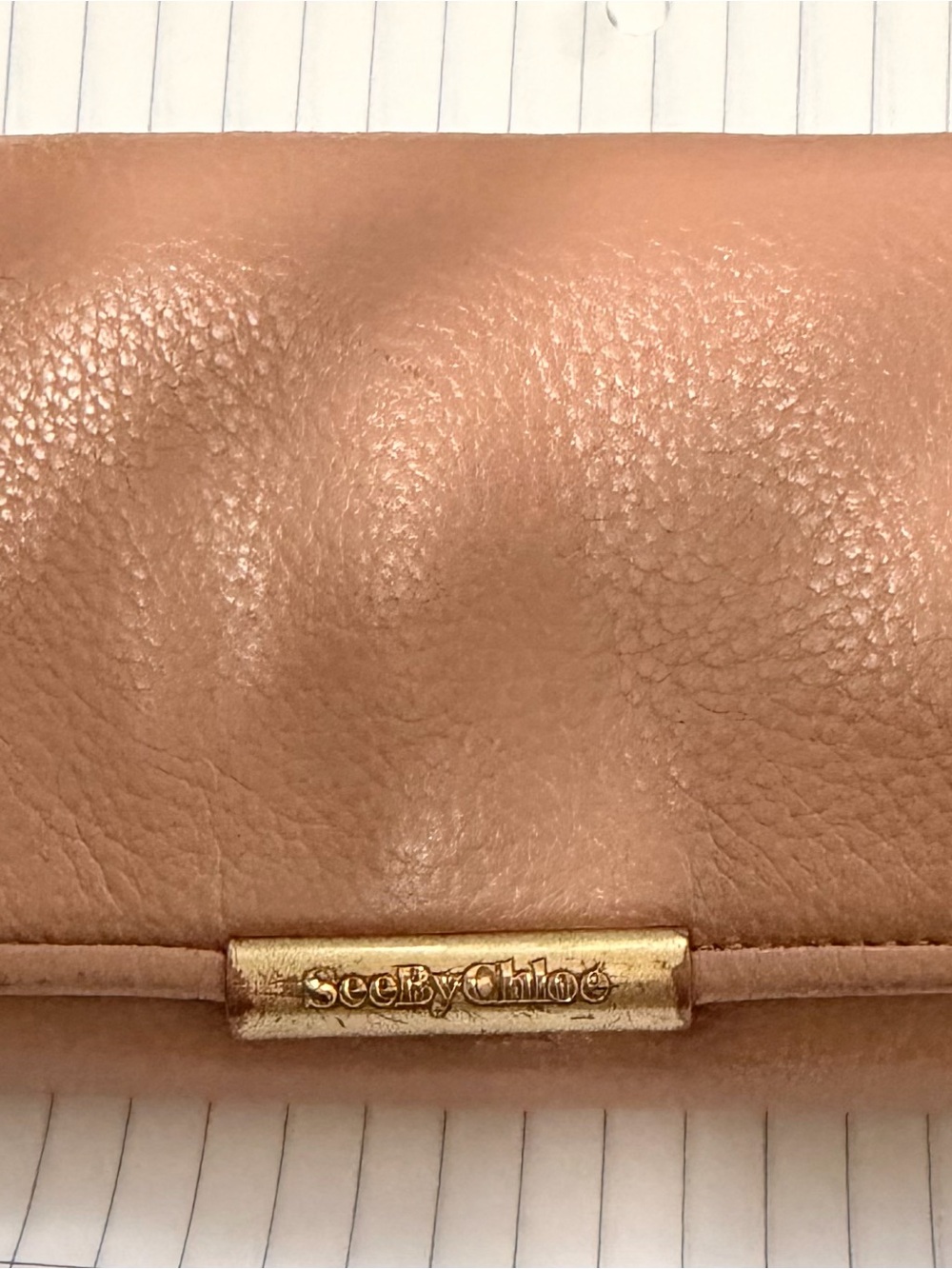 See By Chloe Pink Pebbled Leather Wallet with Gold-Tone Plate